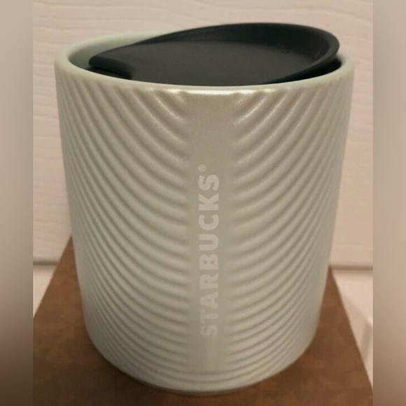 Starbucks Pearlescent Ceramic Short Tumbler Mint Green Ribbed Cup 8oz New 2023 - Picture 3 of 16